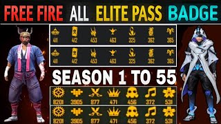 FREE FIRE ALL ELITE PASS BADGE  SEASON 1 TO 44 ALL