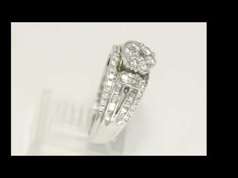 Diamond Cluster Engagement Ring 1.50CT WG Size 10 - 31116