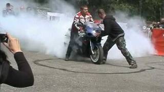 preview picture of video 'Zlot motocyklowy MYSLEC 2009 Reaktywacja 2009   Palenie Gumy + Exhaust ... GSXR SRAD www.spawam.pl'