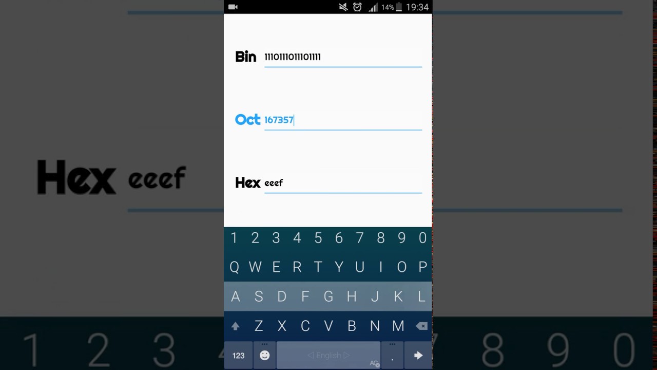 Convert And Calcul ( binary - dec - hex - oct ) android application