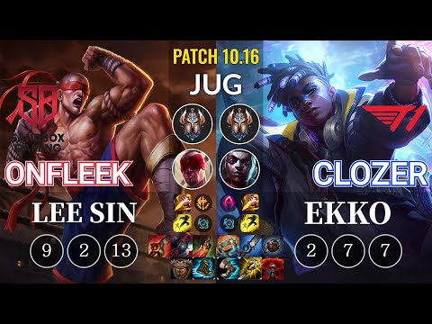 SB OnFleek Lee Sin vs T1 Clozer Ekko Jungle - KR Patch 10.16