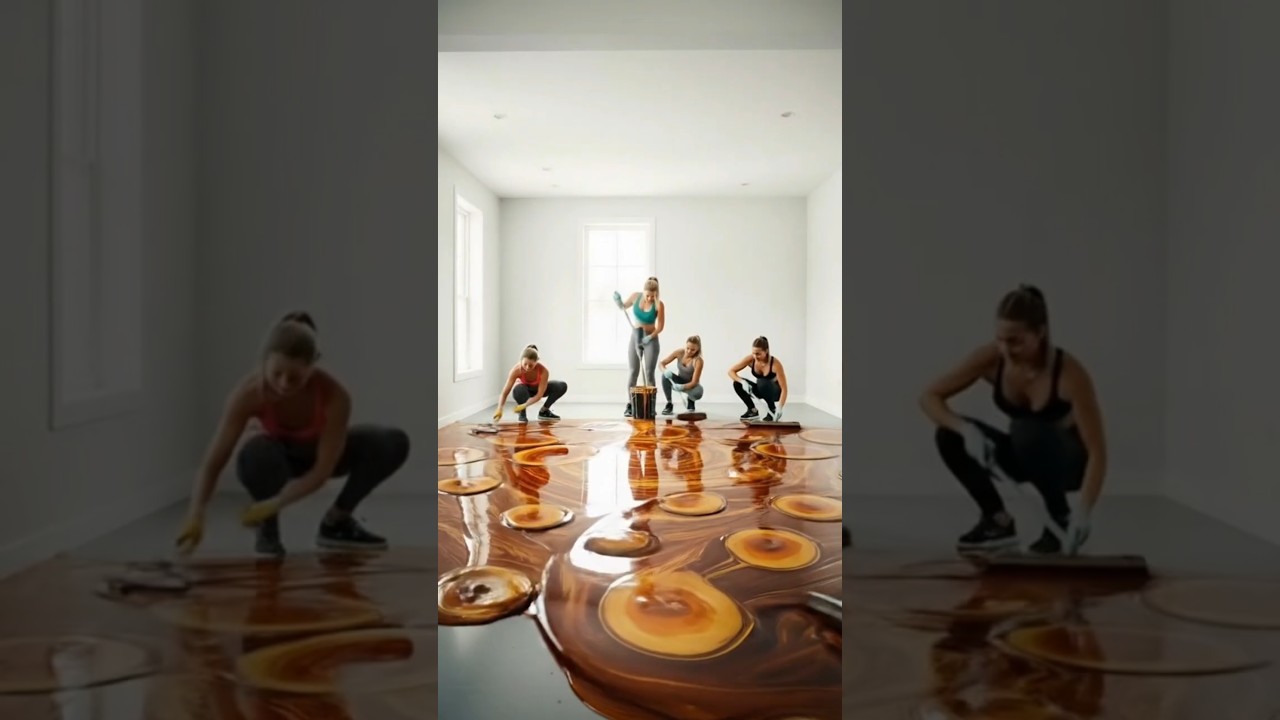 This Floor is UNREAL 😱 Lava Epoxy Floor Transformation 🔥 #epoxy #interiordesign #renovation