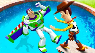 GTA 5 Woody vs Buzz Lightyear Water Ragdolls & Fails - Toy Story Funny Moments #8