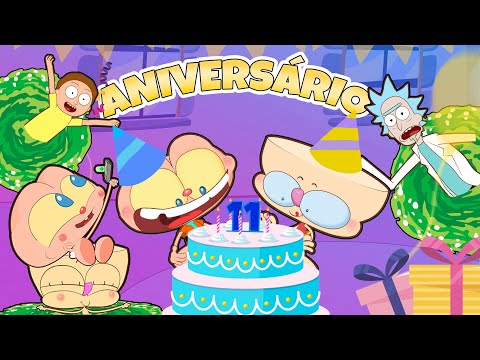 Capa de Mongo e Drongo encontram Mongo e Drongo bebês no próprio aniversário! Desenho animado  Ricky e Morty