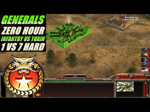 C&C Generals Zero Hour 1 vs 7 Hard armies  CHINA Infantry VS GLA Toxin ( Twilight Flame )