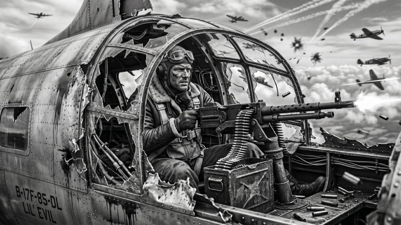 Když Němci rozpůlili jeho B-17 ve 24 000 stopách — střílel až do pádu dolů.