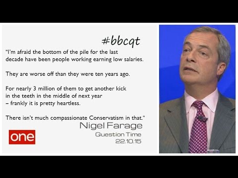 Nigel Farage doesn't mention "immigrants" shock (Question Time 22 Oct)
