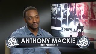 Who is Anthony Mackie's favourite Batman? - exclusive Triple 9 (2016) interview video