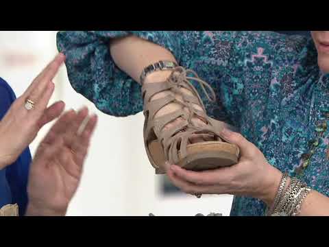 Earth Origins Leather Lace-Up Wedges -Kendra Kamilla on QVC