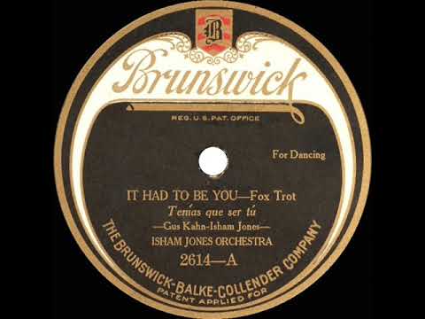 1924 Isham Jones - It Had To Be You (instrumental)