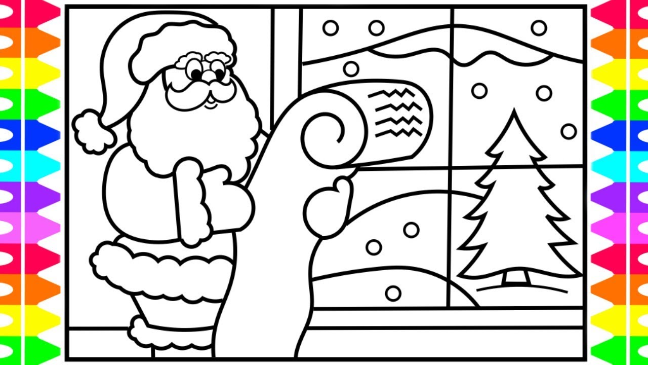 How to Draw Santa Claus Step by Step Easy for Kids  | Santa's List Good or Bad | Santa Coloring Page