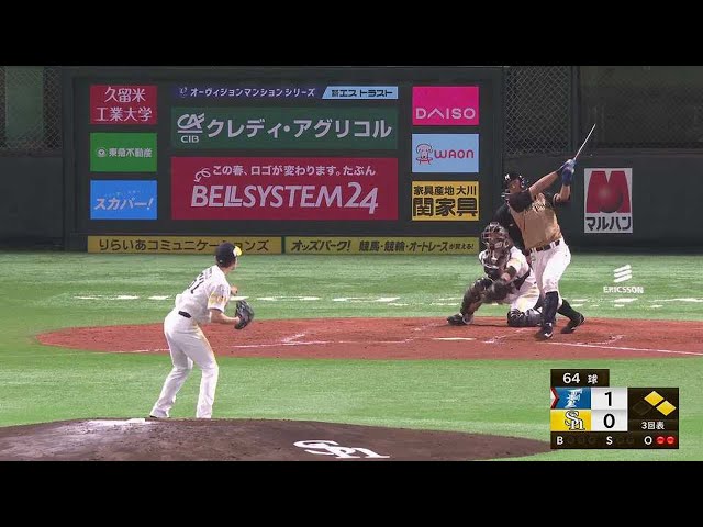 【3回表】ファイターズ・大田 センターオーバーの2点タイムリー3ベースヒットで追加点!! 2021/4/27 H-F