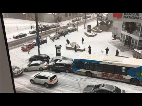 Snow Causes Multi-Vehicle Pileup in Canada