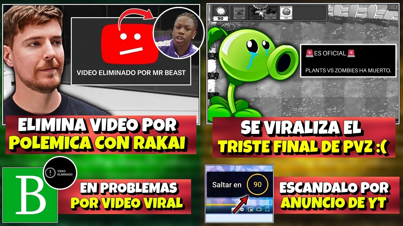 MrBEAST ELIMINA VIDEO por POLEMICA CON RAKAI | SE VIRALIZA el TRISTE FINAL DE PVZ :( | ESCANDALO YT