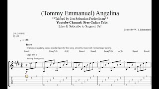(Tommy Emmanuel) Angelina - Guitar Tab | Fingerstyle | HD 1080p