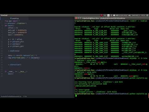 writeup fireshell 2019 leakless [ret2libc]