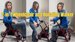 2-in-1 Rollator Walker + Wheelchair. 8-Inch All-Terrain Wheels. 300lb Capacity. Easy to Transport?