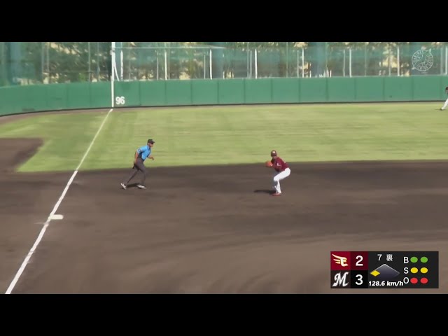 【ファーム】ファインプレー!! イーグルス・永田颯太郎 三遊間を抜けそうなゴロを華麗に捌く!!  2024年9月17日 千葉ロッテマリーンズ 対 東北楽天ゴールデンイーグルス