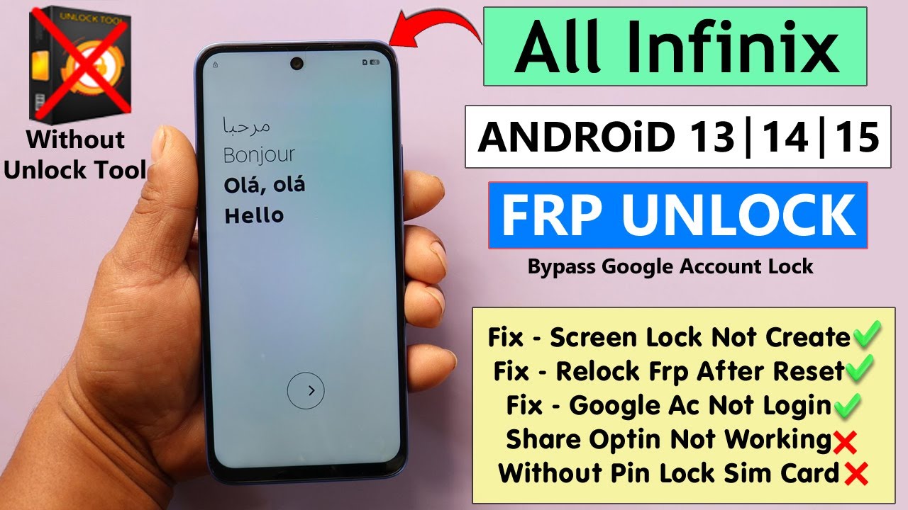 All Infinix Frp Bypass/Unlock Without Unlock Tool - Fix Google Account Login Fail - Android 15
