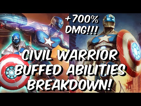 Civil Warrior Full Buffed Abilities Breakdown - 700% MORE DAMAGE BUFF? - Marvel Contest of Champions