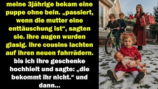 sie gaben meiner tochter eine kaputte puppe ich hielt ihre geschenke hoch und sagte...