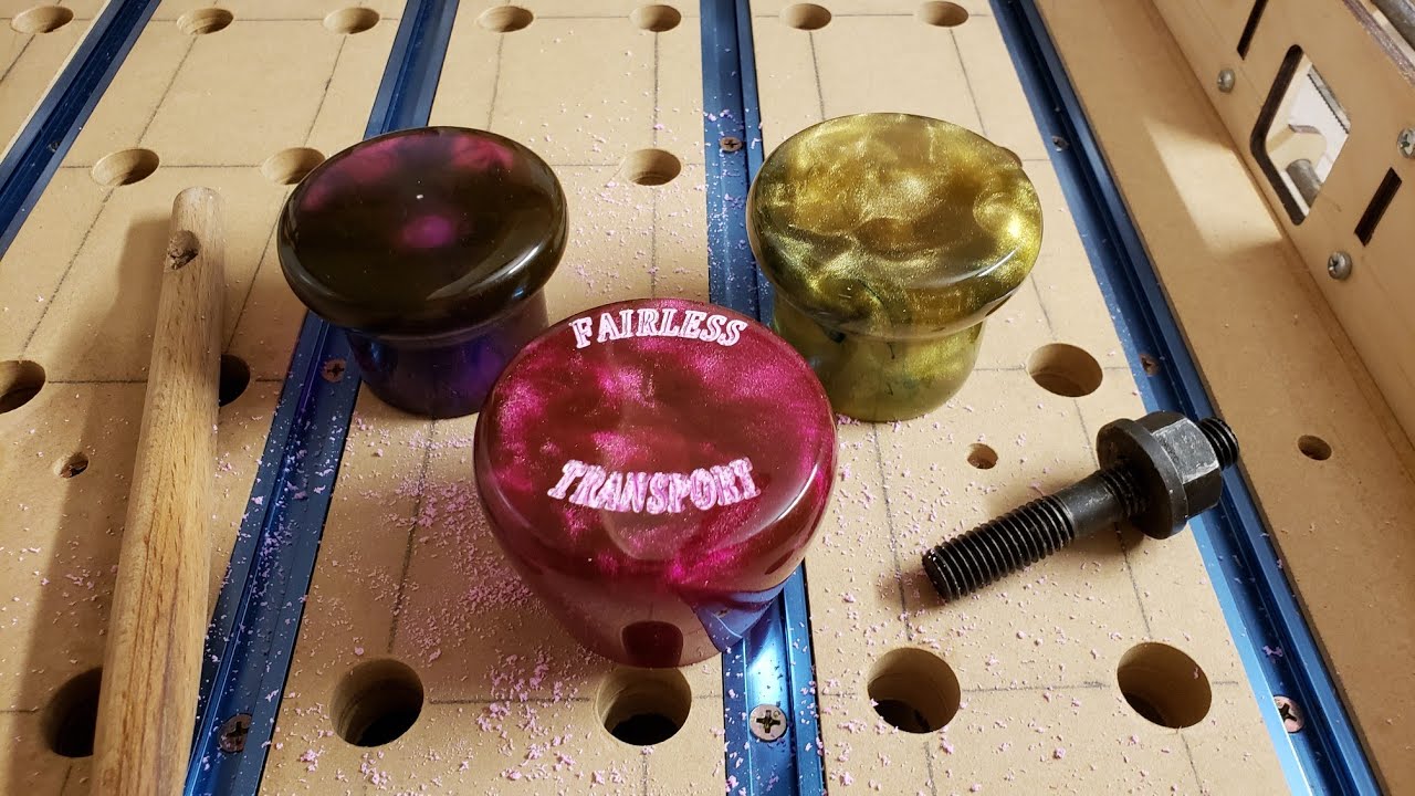 Making a custom epoxy resin shifter knob for a semi truck. And personalizing it with a Bob's cnc.