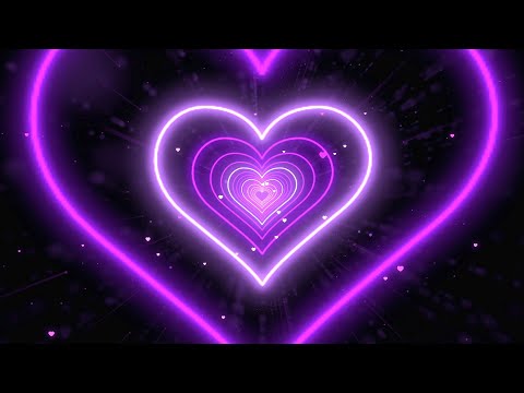Neon Lights Love Heart Tunnel💜Purple Heart Background | Neon Heart Tunnel Loop 3 Hours