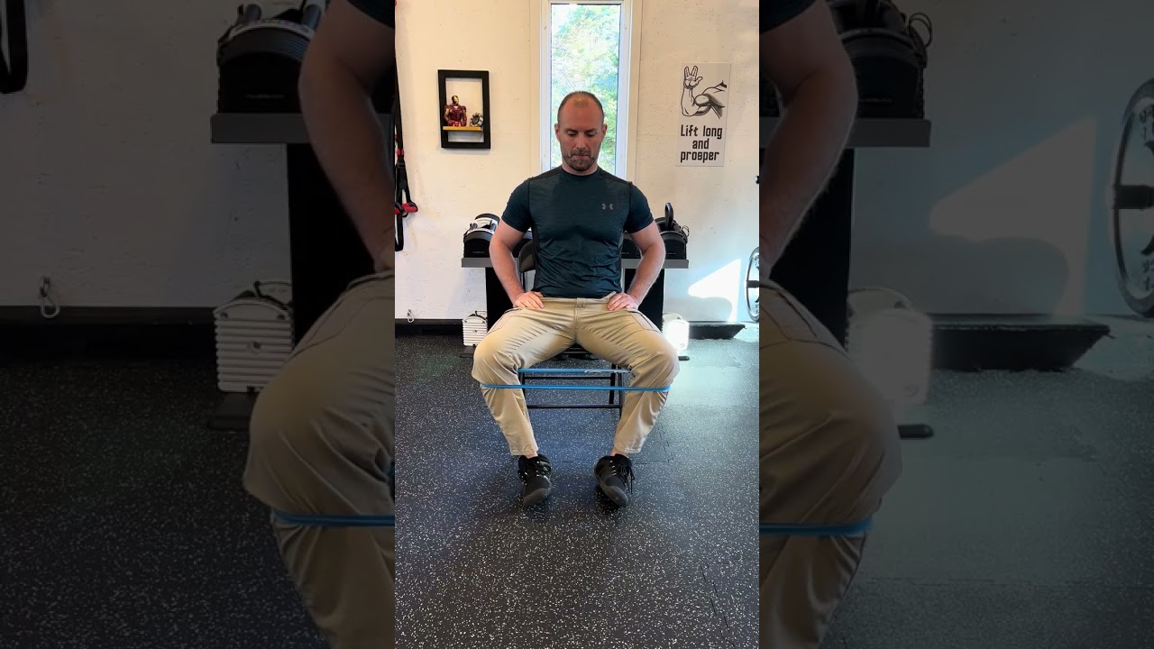 Seated Band Resisted Hip Abduction (Front View)