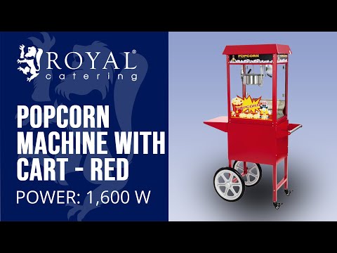 Videó - Pattogatott kukorica készítő gép kocsival - piros