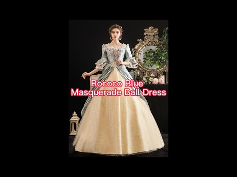Women Rococo Blue Masquerade Ball Dress Victorian...