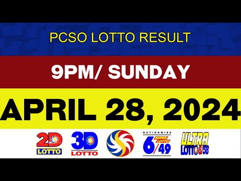 Lotto Result Today APRIL 28 9pm Ez2 Swertres 2D 3D 6/49 6/58 PCSO