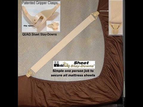 USA made patented fitted Sheet corner straps keep your bed sheets in place