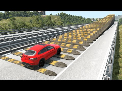 Cars vs Growing Speed Bumps – BeamNG.Drive