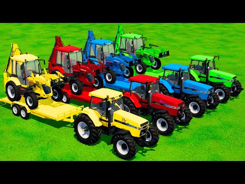 COLOR HIDROMEK TRACTORS TRANSPORTING WITH CASE TRACTORS WITH TRAILERS!   Farming Simulator 22