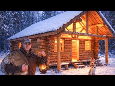 A Winter Snowstorm at My Log Cabin | Off-Grid Life in the Forest