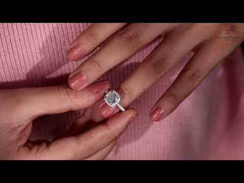 2.02 CT Cushion Cut Diamond Halo Engagement Ring, E/VVS2 Lab Grown Diamond Wedding Ring