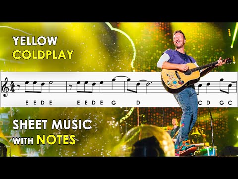 Yellow - Coldplay | Sheet Music with Easy Notes for Recorder, Violin Beginners Tutorial