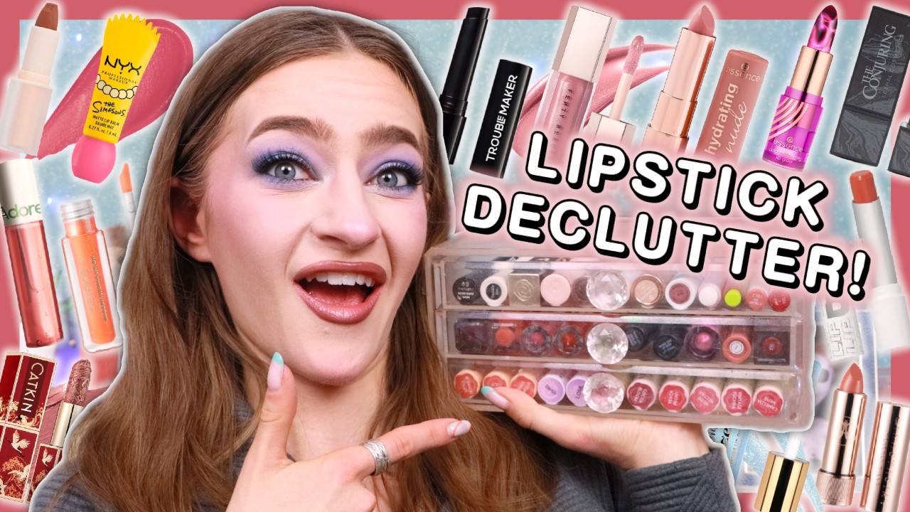 Huge Makeup Declutter - Letting Go Of ALL My Lipsticks!!