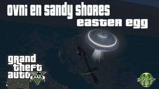 preview picture of video 'GTAV (Grand Theft Auto V) - Easter Egg: OVNI en Sandy Shores (Flying UFO)'