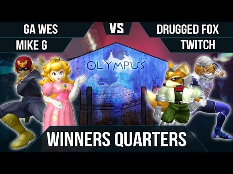 Olympus - GAwes & Mike G (Red) vs. Drugged Fox & Twitch (Green) - SSBM Winners Quarters - Melee
