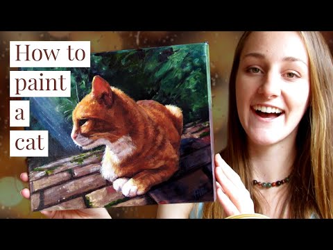 How to paint a ginger cat with acrylic paint