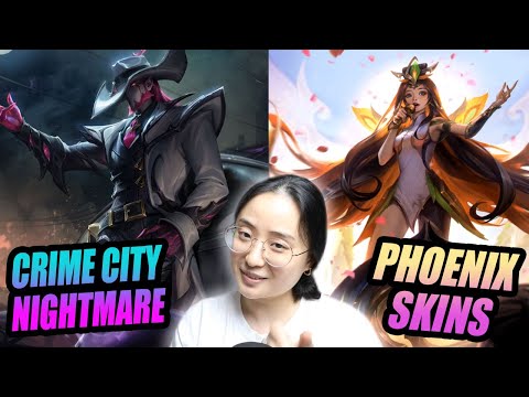 REACTING to NEW CRIME CITY NIGHTMARE and PHOENIX skins! | League of Legends