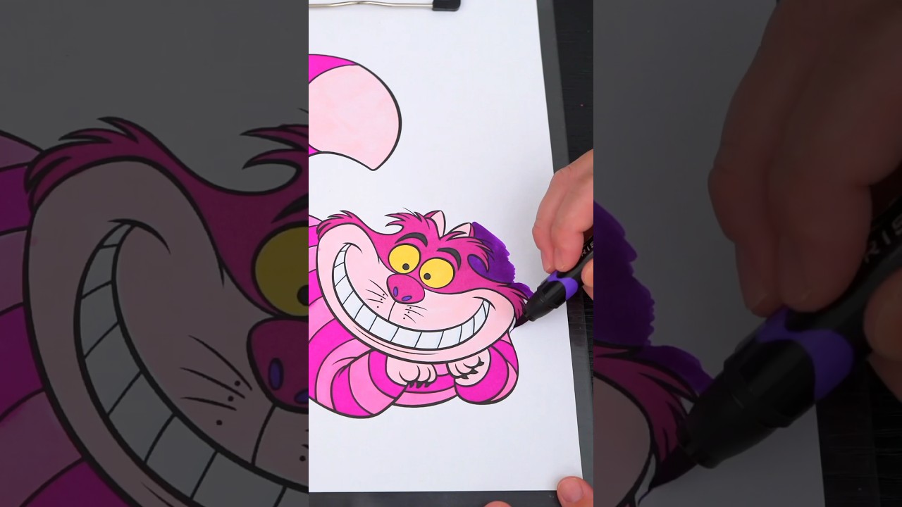 Coloring The Cheshire Cat 🐈 #coloring #art #aliceinwonderland