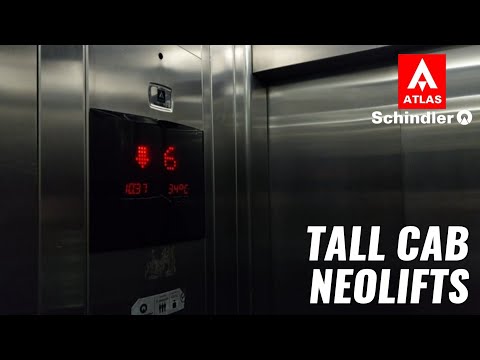 Tall Atlas Schindler NeoLift Traction Elevators - Silver Sq. Offices Tower - GO, BR
