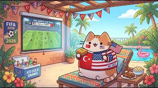 Cozy Summer Poolside with Mochi Cat 🌴 | Chill Lofi Jazz for Study & Work 🎧 Rest Easy