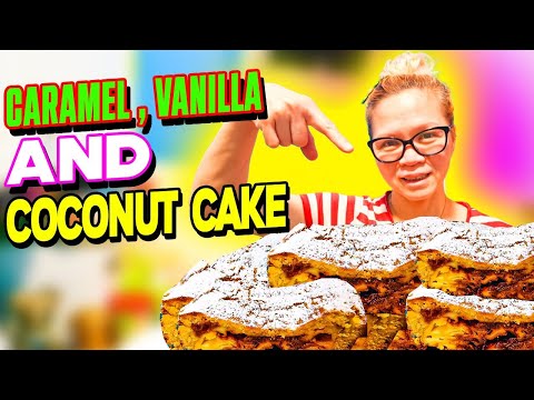 Caramel vanilla coconut cake - How to cook homemade coconut caramel cake recipe