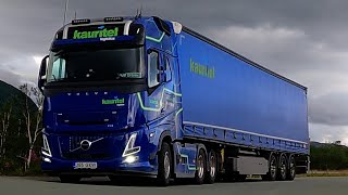 POV truck Driving Volvo Aero FH540 - Norway, Valsøya. Road E39