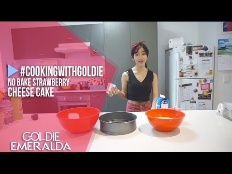 No Bake Strawberry Cheese Cake #CookingWithGoldie | Goldie Emeralda
