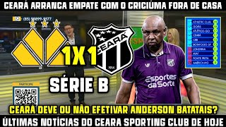 CEARÁ ARRANCA EMPATE COM O CRICIÚMA FORA DE CASA