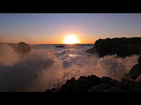 Beautiful Epic King Tide Waves - Sunset, Nature, Meditation, Stress Relief, Relaxing, Calming 4K UHD